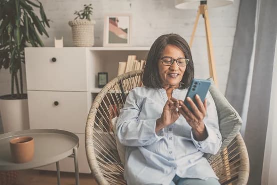 Caregiver checking a phone update